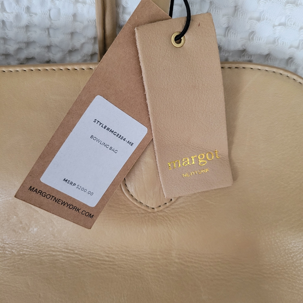 Margot New York Genuine Leather Bowling Bag in color Sand - Picture 7 of 8